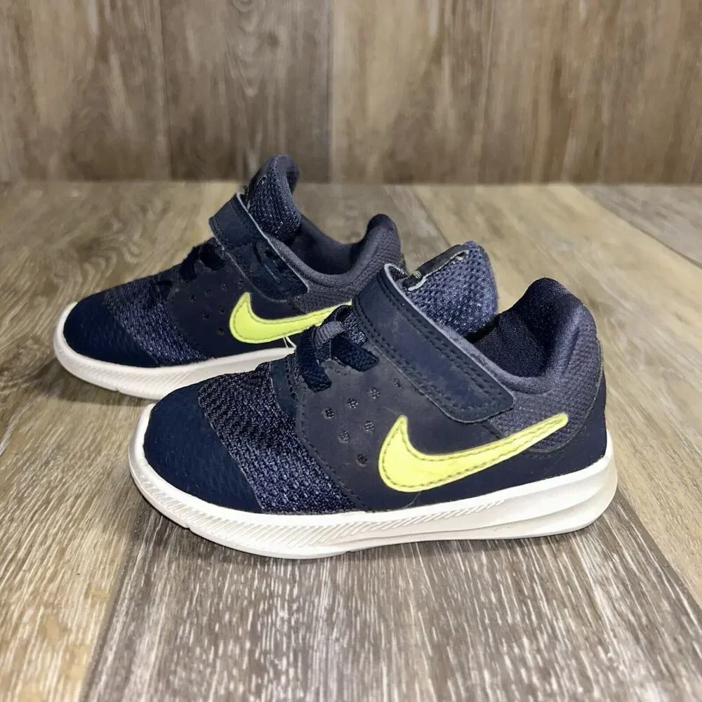 Nike Downshifter 7 Infant Baby Shoes US Size 6C Navy Blue w/ Strap 869974-403